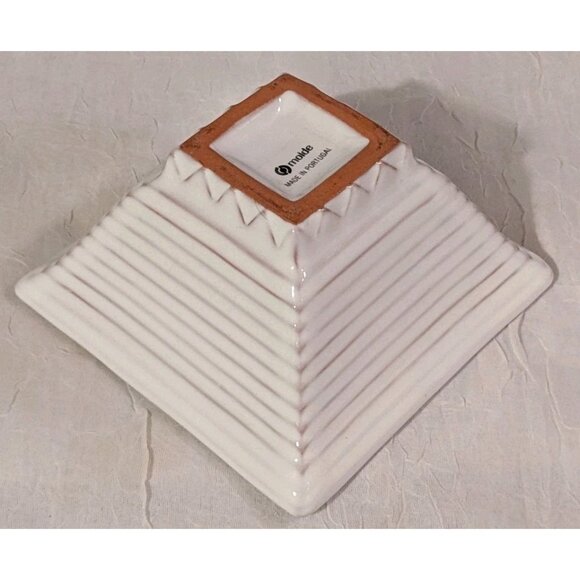 Pottery Bowl Molde Portugal Dish Ribbed Square Decorative Ceramic Geometric 2.5" - Picture 13 of 16